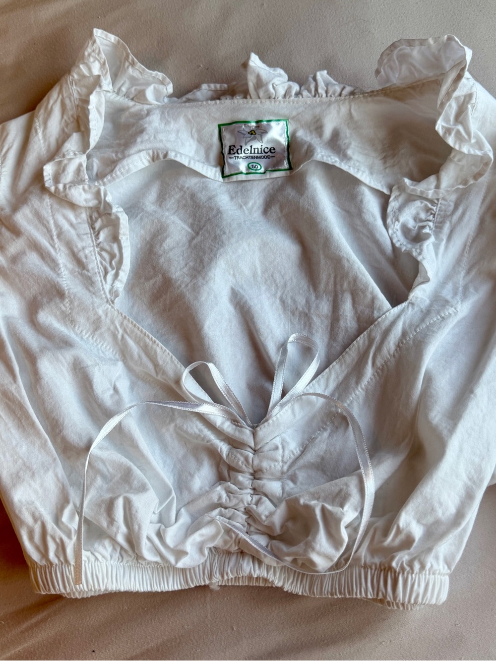 Edelnice German traditional peasant style dirndl blouse - White cotton - US XL - Picture 5 of 12